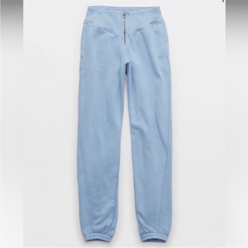 Aerie Baby Blue Joggers Size Small Front Zip Sweatpants